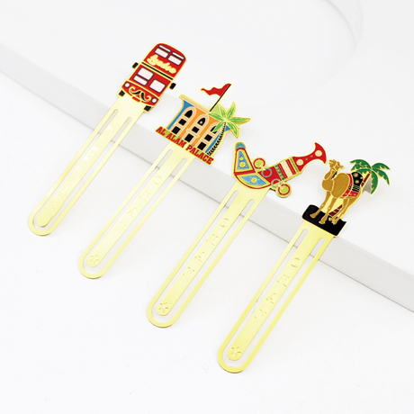 Custom Logo Exquisite Bookmark Countries Tourist Souvenir Gifts Gold Metal Book Mark