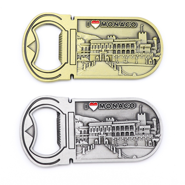 Custom Logo Monaco Souvenirs Metal 3D Fridge Magnet Beer Bottle Opener