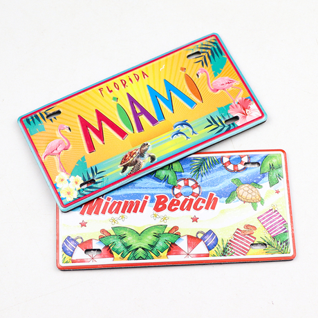 Wholesale Custom Logo Metal Beach Seaside Island Tourist Souvenir Car License Plate Fridge Magnet