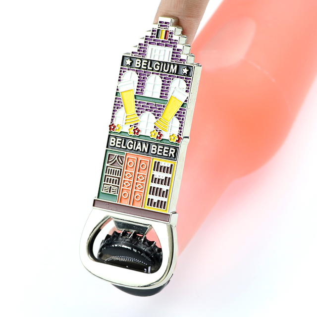 Custom Design Zinc Alloy Belgium Brussels Souvenir Metal Beer Bottle Opener Fridge Magnet