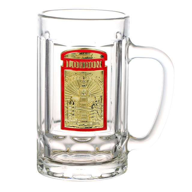 Custom Engraved Metal Logo Germany Souvenir Gifts Glass Beer Stein Mug