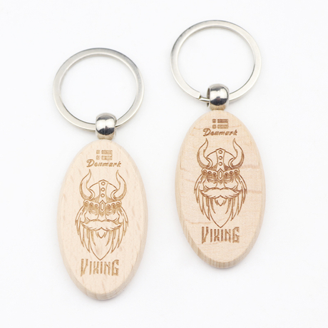 Custom Laser Engraving Printing Logo Viking Countries Souvenirs Wood Keychain Wooden Keyring