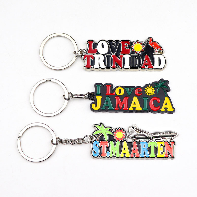 Custom Jamaica Souvenir Beach Island Souvenir Keyring Enamel Metal Keychain