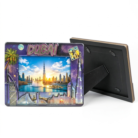 OEM Custom Wooden MDF Photo Frame Countries Dubai Tourist Souvenir Picture Frame