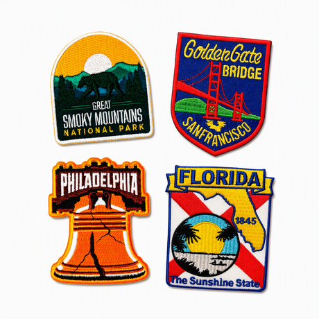 Custom Logo US Cities Souvenir Iron on Embroidered Patch Badges for Clothing Hats
