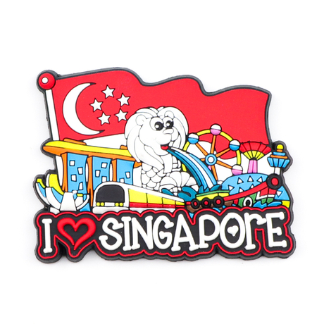 Manufacture Custom Design Landmark Singapore Tourist Souvenir 3D PVC Rubber Fridge Magnet