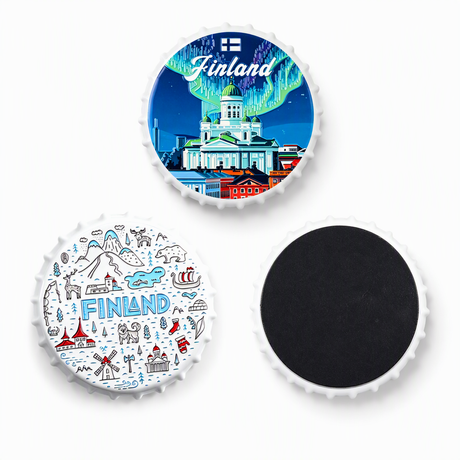 Customized Logo UV Printing 3D Ceramic Travel City Finland Souvenir Fridge Magnet Supplier
