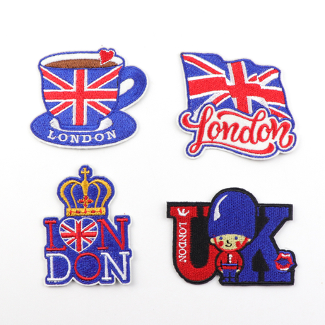 Wholesale Custom Logo London Souvenirs Gift Embroidered Iron on Patch for Hat Clothes Lapel Tag