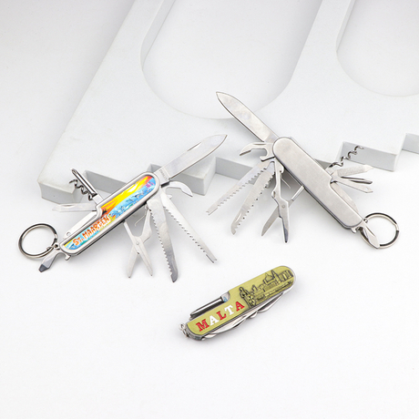 Custom Logo 11 in 1 Multi Functional Knife Souvenir Mini Folding Pocket Knife Keychain