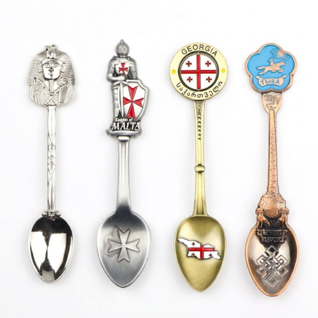 Custom Your Own Logo Vintage Antique Sliver Decor Countries Tourist Gifts Metal Souvenir Spoon