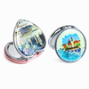 Custom Logo Travel Souvenir Liquid Glitter Quicksand Compact Folding Pocket Mirror