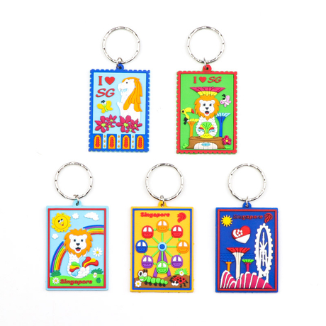 Wholesale Customized Singapore Tourist Souvenir Silicone PVC Keychain 3D Soft Rubber Key Chain