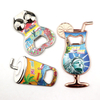 Customized Logo Foil Epoxy Printing Beach City Island Travel Souvenir Metal Beer Bottle Opener Magnet