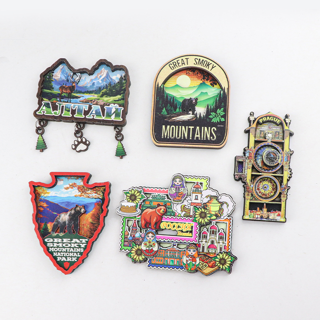 Custom Logo Design Different Countries Souvenir 3D Wooden MDF Refrigerator Fridge Magnet