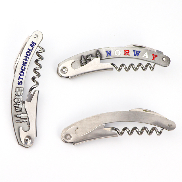 Custom Logo Souvenir Multifunction Corkscrew Metal Wine Bottle Opener