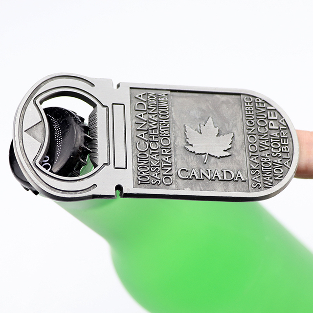 Customized Design Canada Souvenir 3D Metal Beer Bottle Opener Fridge Magnet