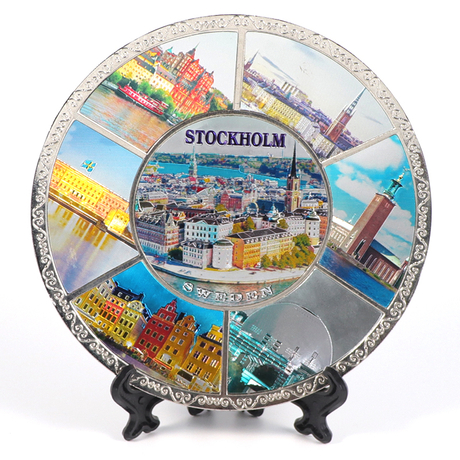 Custom Logo Foil Printed Metal Decoration Plaque Countries Tourist Souvenir Plate