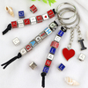  Custom Logo Zinc Alloy Travel Souvenir Gifts Cube Dice Letter Keychain