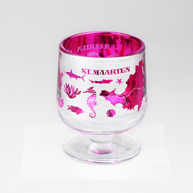 Customized Logo Beach Island Souvenir Decorative Electroplating Wine Shot Glass