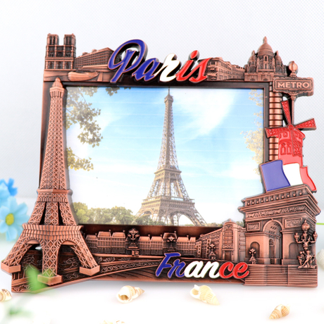 Custom Design Zinc Alloy Vintage Paris Souvenir Table Decor Metal Photo Picture Frame