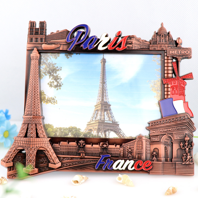 Custom Design Zinc Alloy Metal Classic Crafts Paris Eiffel Tower Souvenir Photo Frame