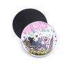 Customized Your Own Logo Travel City Island Souvenir Magnet Round Liquid Sand Acrylic Fridge Magnet