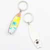 Customized Logo Beach Souvenir Metal Key Chain Surfboard Bottle Opener Keychain for Gifts Shop
