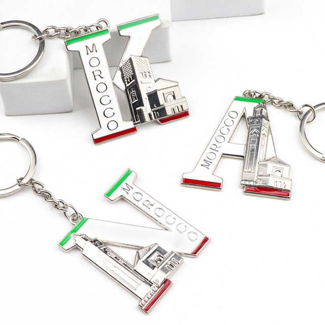 Customised Design Morocco Souvenir Alphabet Letter Keychain Initial Metal Key Chain