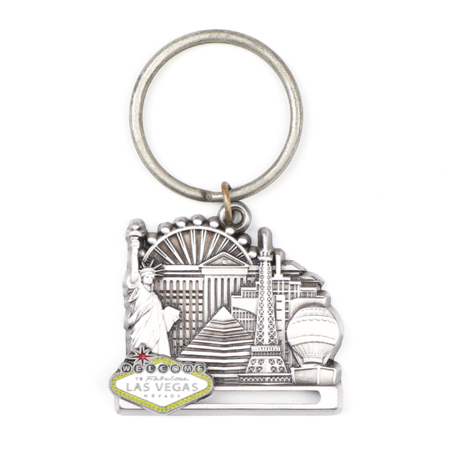 Customized Design Zinc Alloy US Cities Las Vegas Souvenir Keychain Metal Keyrings