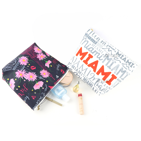 Custom Logo Luxury Travel Souvenir Waterproof Polyester Makeup Cosmetic Bags