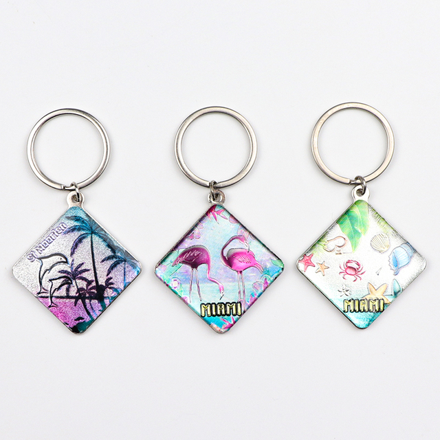 Customized Logo Beach Seaside Island Souvenir Key Chain Epoxy Metal Keychain